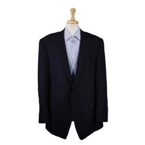 Joseph Abboud Navy Blue Black Subtle Plaid Wool Knit Sportcoat Blazer Tall 52XL